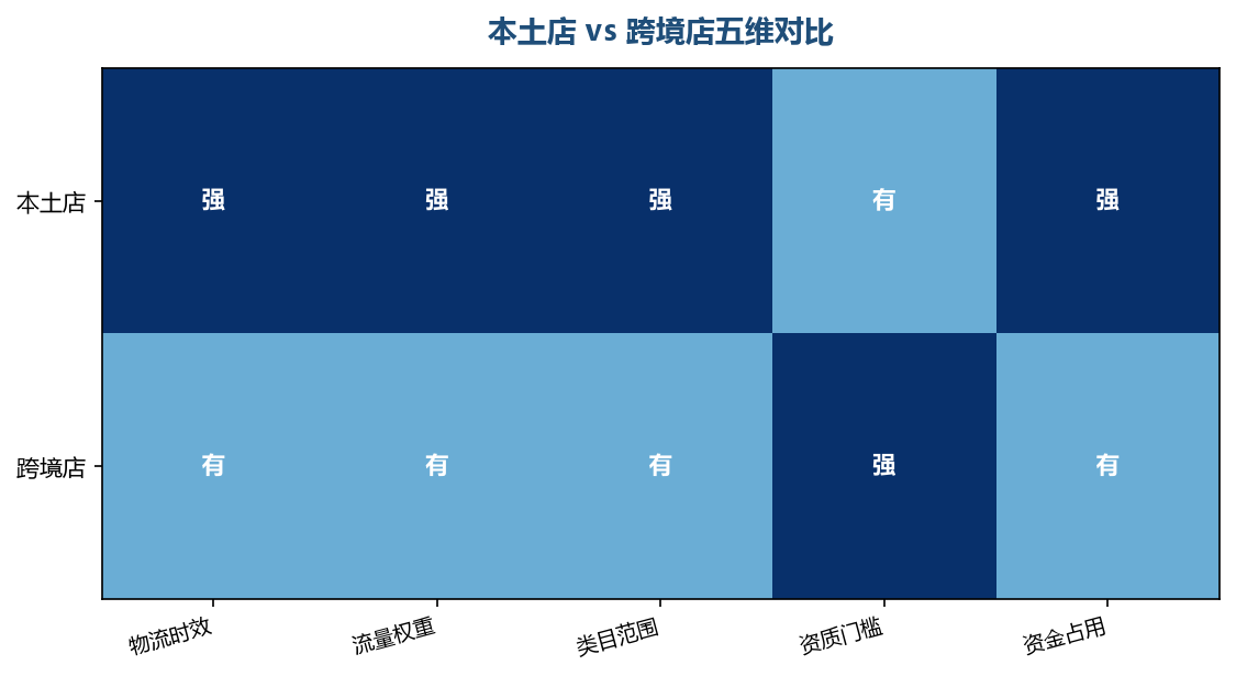 本土店 vs 跨境店五维对比