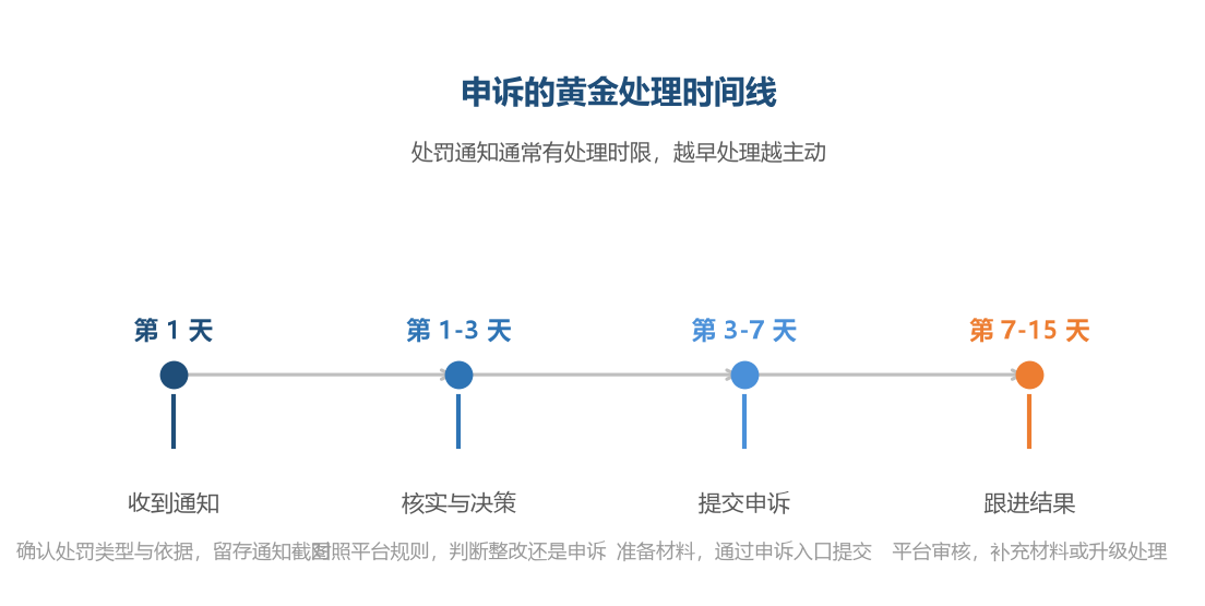 处罚处理有黄金窗口:通知发出后的前三天是核实与决策期,及时处理能显著提高申诉成功率