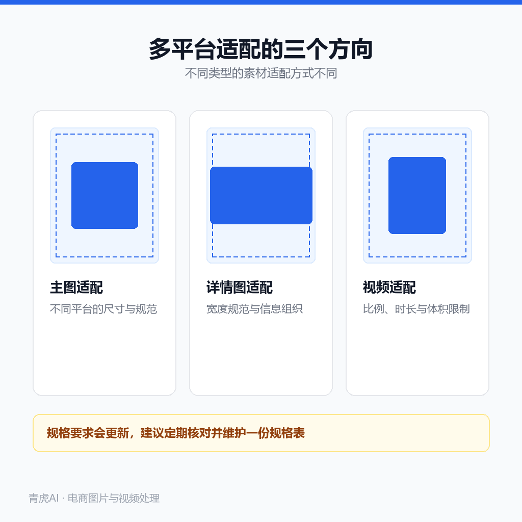多平台素材适配在电商里的三种用法:主图适配、详情图适配、视频素材适配